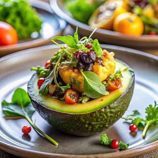 Awokado zapiekane z pieczonymi warzywami